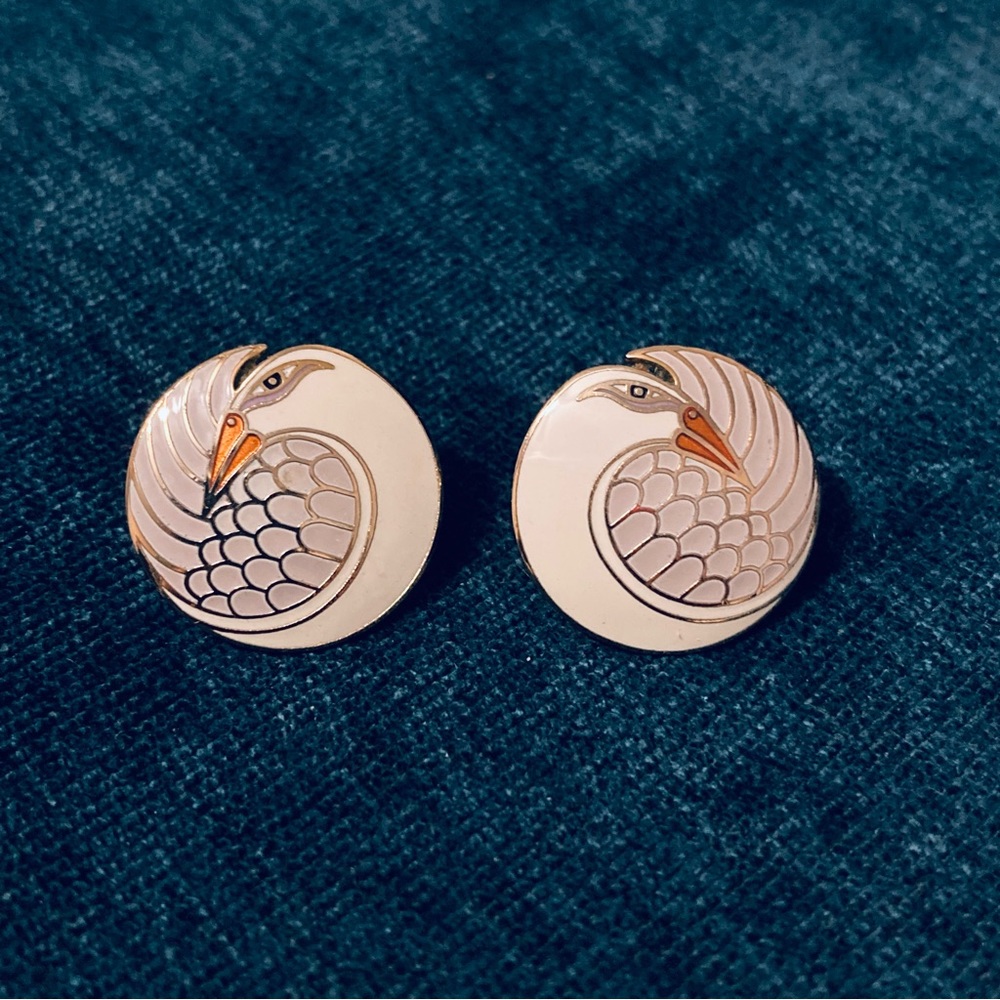Laurel Burch Mynah Bird Enamel Earrings